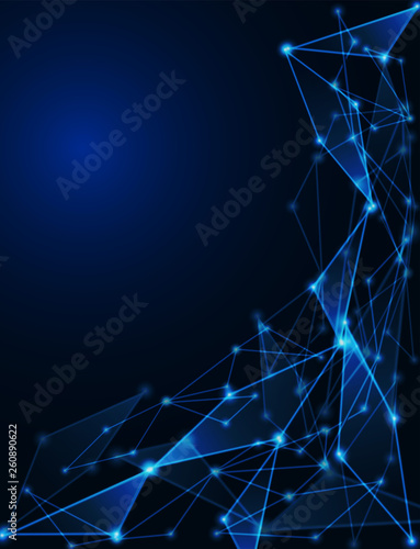 Abstract. Communications or technology, science background. connected dots on bright blue background. vector.