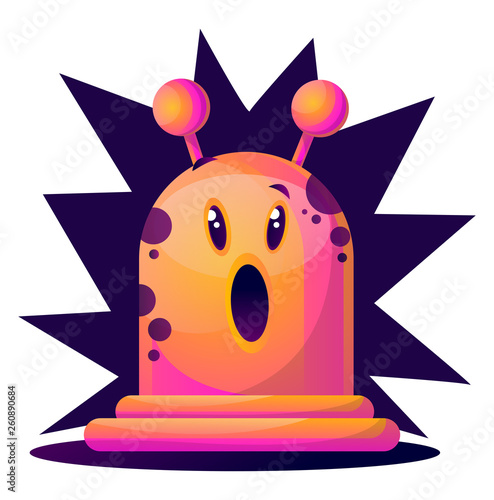 Suprised pink cartoon monster vector illustartion on white background