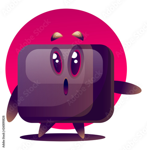 Woried purple cartoon monster vector illustartion on white background