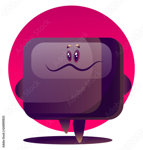 Purple cartoon TV monster vector illustartion on white background