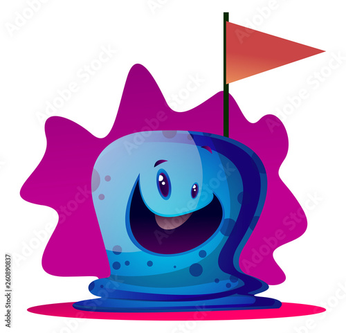 Happy cartoon blue monster vector illustartion on white background
