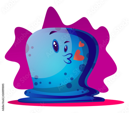Blue cartoon monster in love vector illustartion on white background