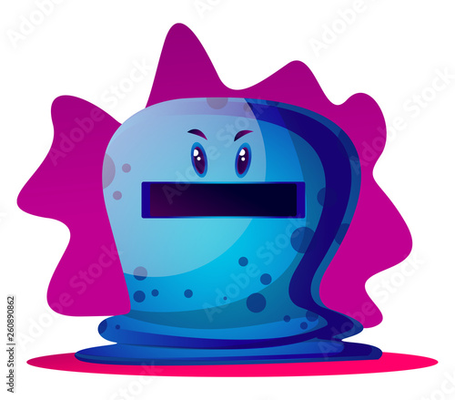 Angry blue cartoon monster vector illustartion on white background