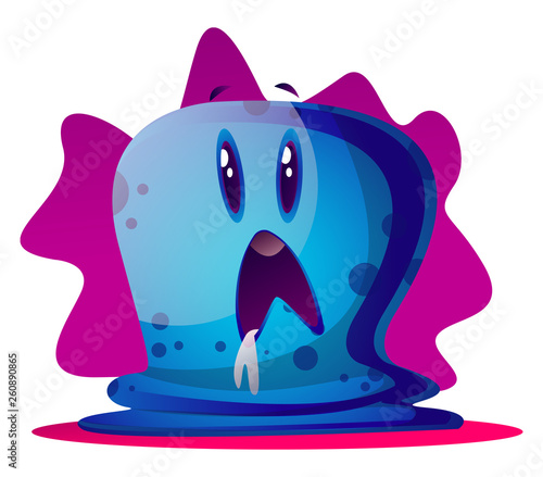 Scard blue cartoon monster vector illustartion on white background