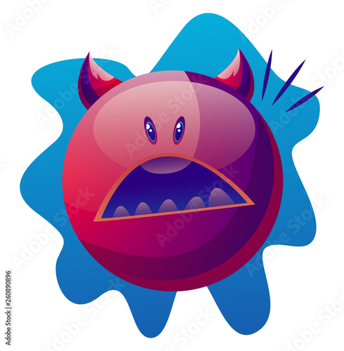 Suprised cartoon purple monster vector illustartion on white background