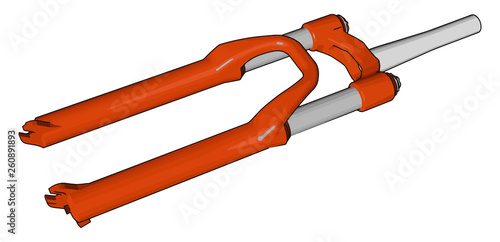 Grey and orange bike rake vector illustration on white background