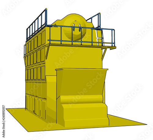 Yellow industrial sack packer vector illustration on white baclground