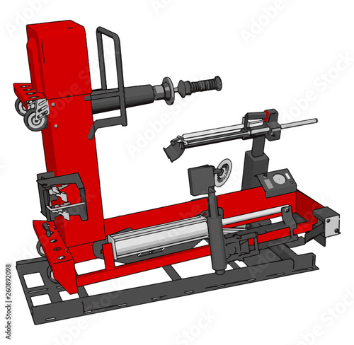 Vector illustration of  a red bore lathe white background