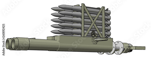 3D vector illustration on white background of a military missile laucher