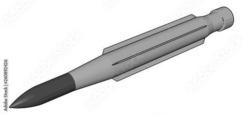 3D vector illustration on white background of a military missile