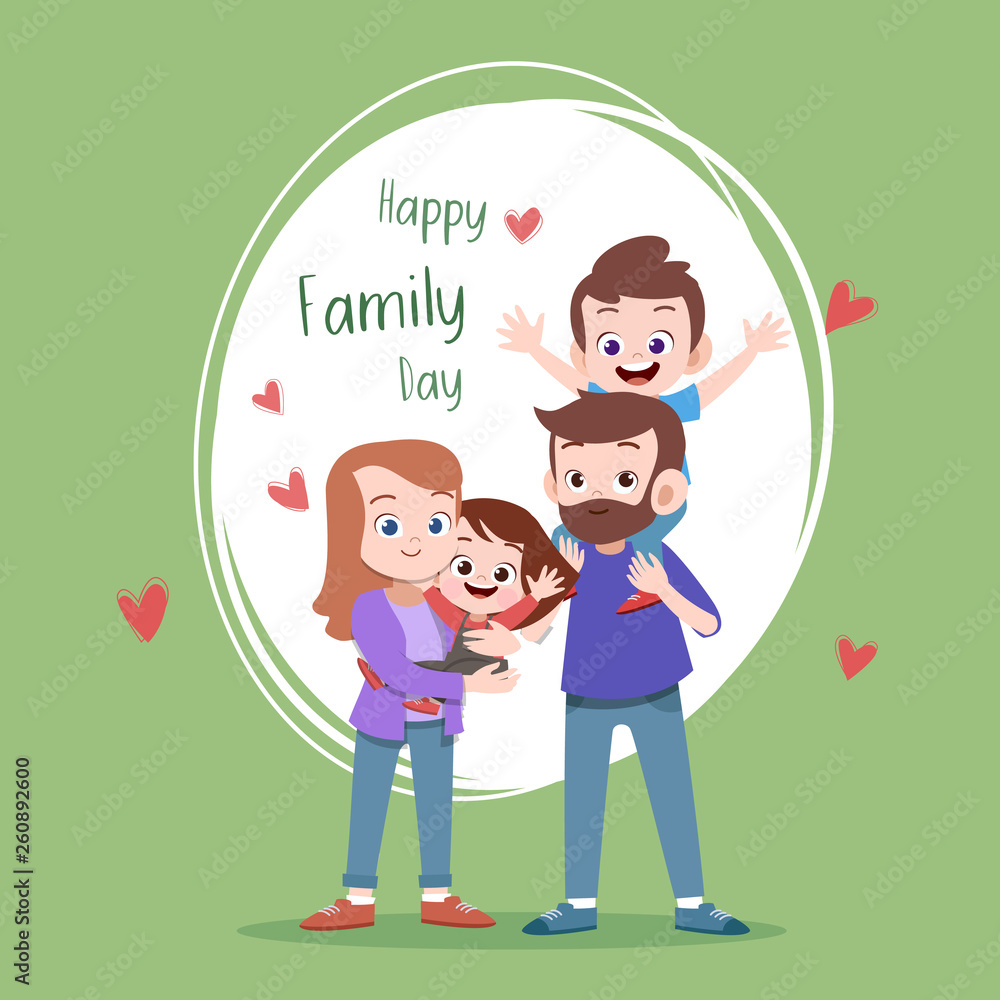 happy family day card greeting vector illustration happy family day card greeting vector illustration