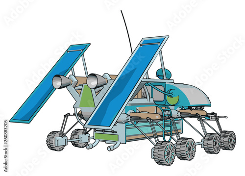 Fantasy space rover vector illustration on white background