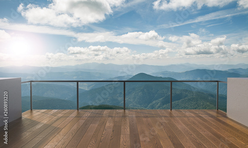 Bilde på lerret Balcony view of  mountains