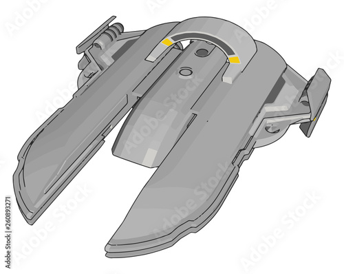 Light blue sci-fi battleship vector illustration on white background