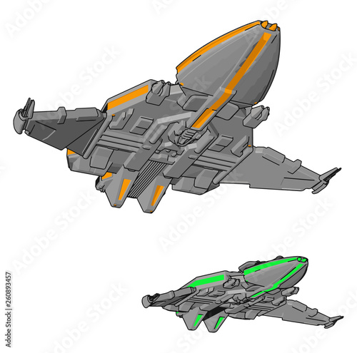 Fantasy spacecrafts vector illustration non white background