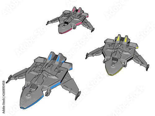 Fantasy spacecrafts vector illustration non white background