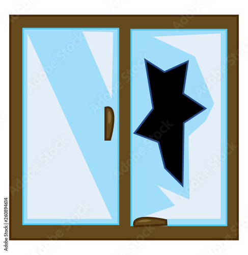 Clipart of a house's broken glass window vector color drawing or illustration