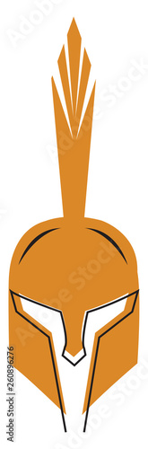 A golden helmet traditionally worn by the knight army vector color drawing or illustration photo