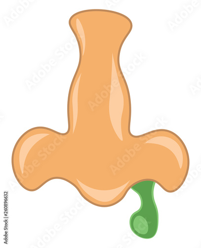 A person's nasal discharge or runny nose green in color vector color drawing or illustration
