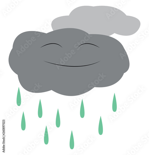 Heavy rain pouring out of the dark cloud on the sky vector color drawing or illustration