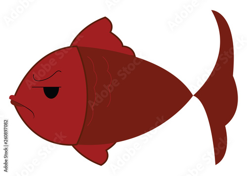 An angry fish with gills that allow them to breathe water vector color drawing or illustration