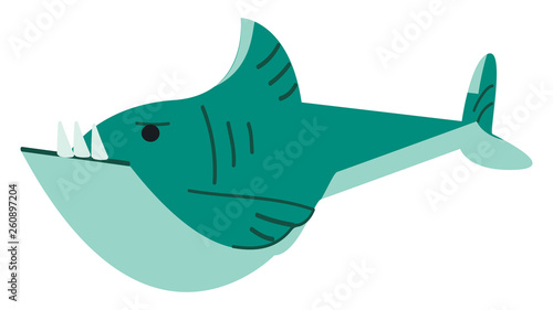 A blue shark swimming underwater vector color drawing or illustration