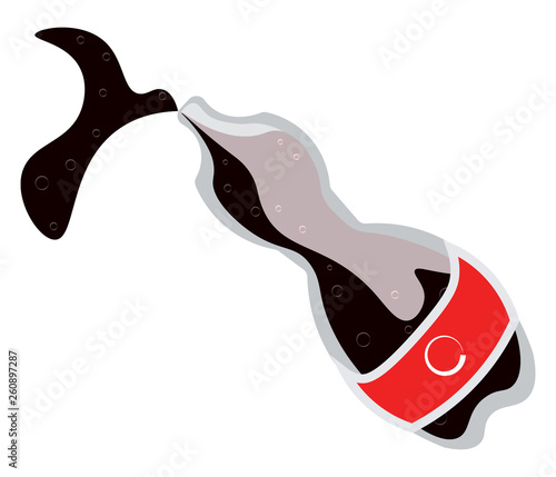 A bottle of black carbonated drink or soda to be enjoyed by someone vector color drawing or illustration