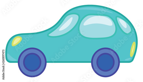 Clipart of a toy motor car in blue color vector color drawing or illustration
