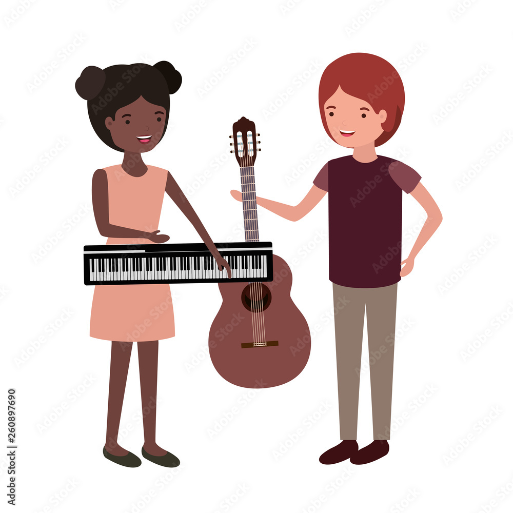 couple with musical instruments avatar character couple with musical instruments avatar character
