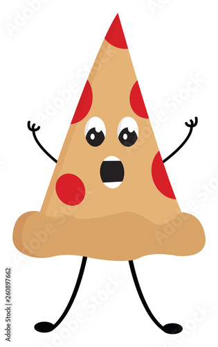 Surprised pizza slice vector illustration on white background