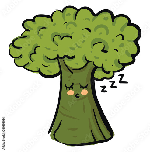Cartoon of a sleeping broccoli vector illustration on white background