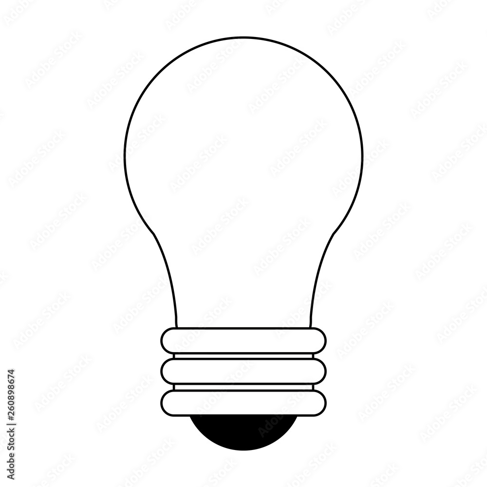 Bulb light energy symbol in black and white Bulb light energy symbol in black and white