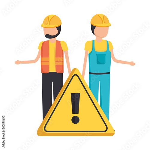 workers contruction warning sign