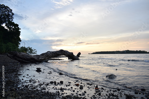 Sunset in Nabire Beach Papua Indonesia photo