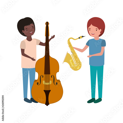 men with musical instruments character