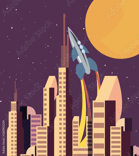 rocket colony futuristic space