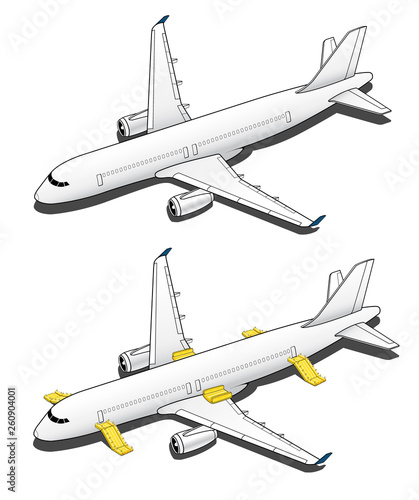Isometric Plane Airplane Slide. Plane 3d Illustration Vector. 