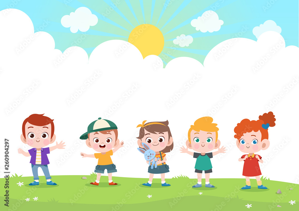 happy kids together vector illustration