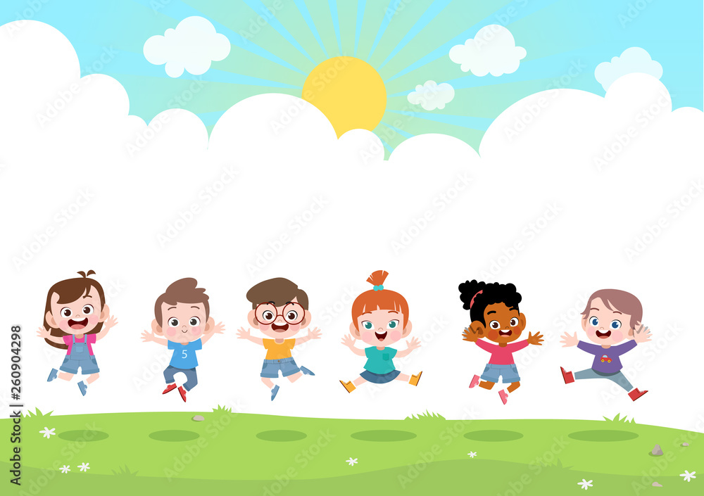 happy kids together vector illustration happy kids together vector illustration