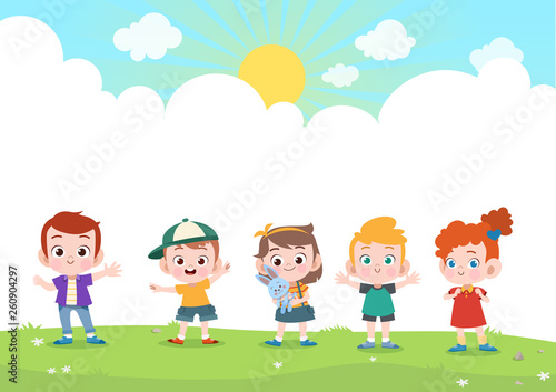 happy kids together vector illustration