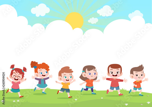 happy kids together vector illustration