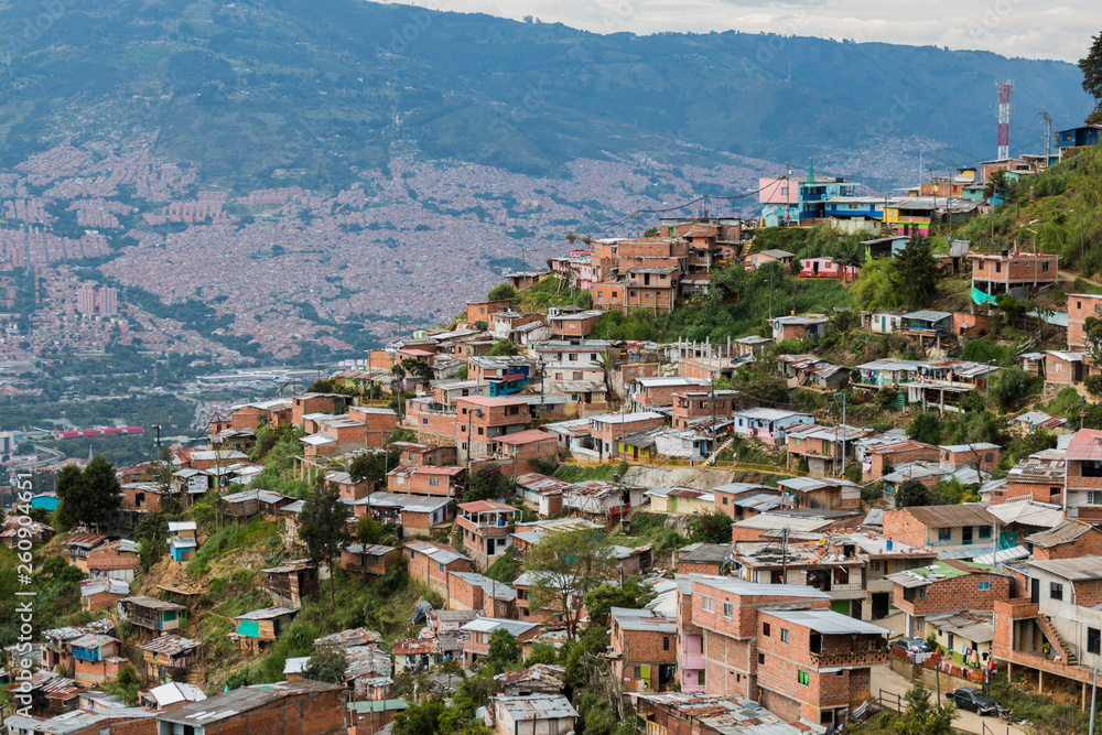 Neighborhood settled on the hills of Medellin