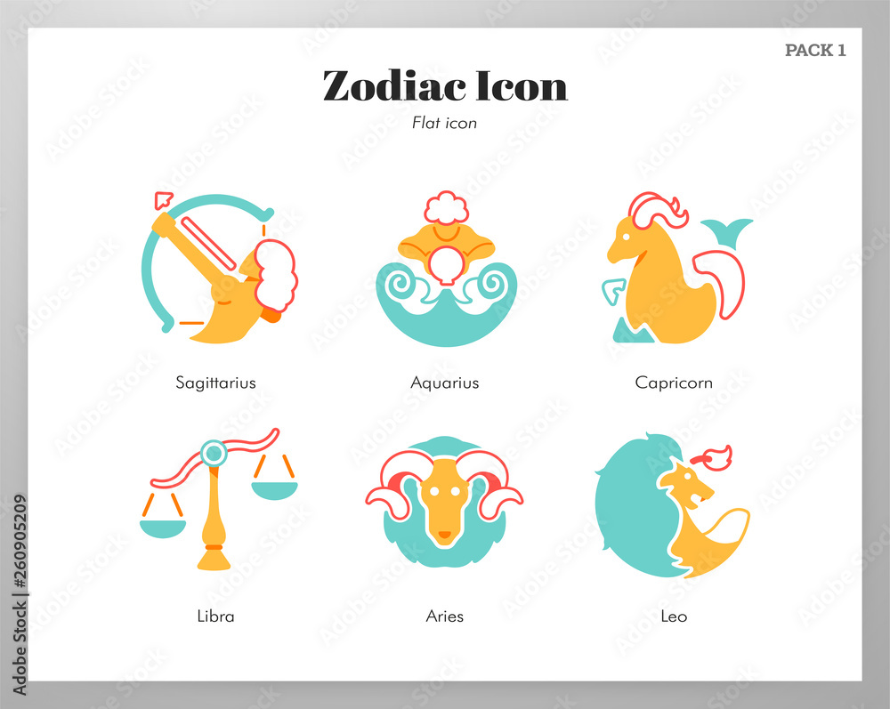 Zodiac icon flat pack