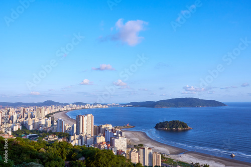 Aerial view of Santos city, county seat of Baixada Santista, on the coast of Sao Paulo state, Brazil. photo