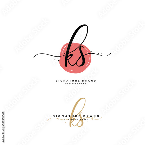 K S KS Initial letter handwriting and  signature logo.
