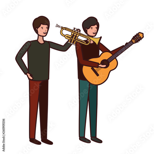 men with musical instruments character