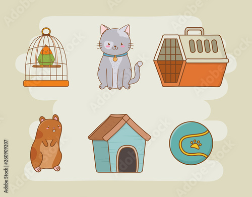 mascot care set icons