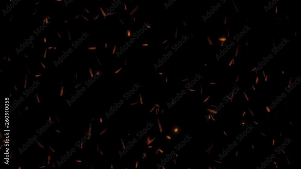 Animation of Fire flying sparks floating in the air with black background.. Animation of Fire flying sparks floating in the air with black background..
