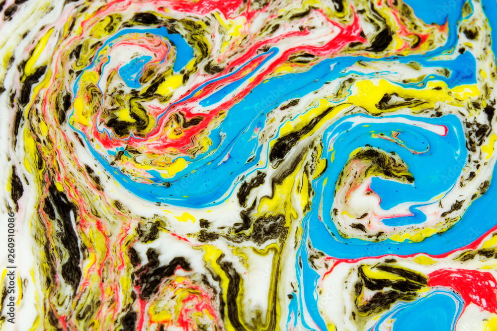 Fototapeta premium Beautiful abstract painting is a painting technique Ebru .Turkish Ebru style on the water with acrylic paints wring wave.Stylish combination of luxury.Contemporary art marble liquid texture 