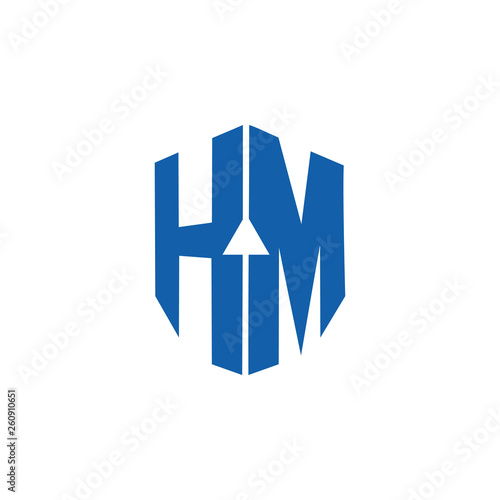 letter hm simple geometric arrow logo vector